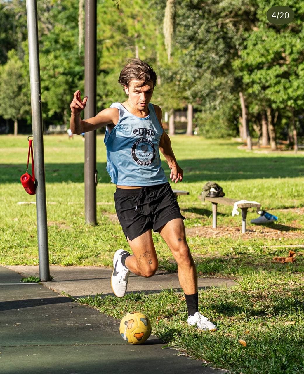 Player setting up to strike the ball